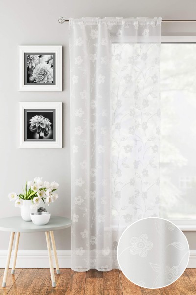 Tyrone Curtain Voile Panel Slot Top - Sienna White